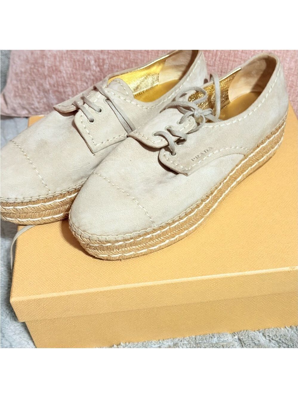 Prada Women's Cream Espadrille Shoes